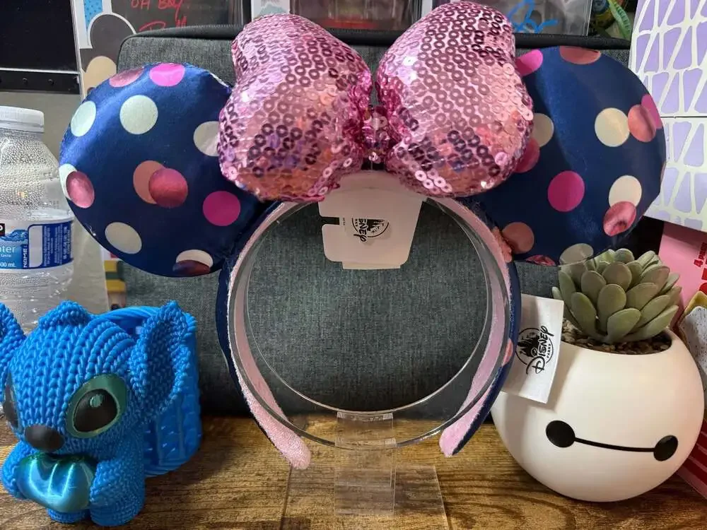 Disney Parks NWT Rock the Dots Navy Blue with Pink and White Polka Dot Ears